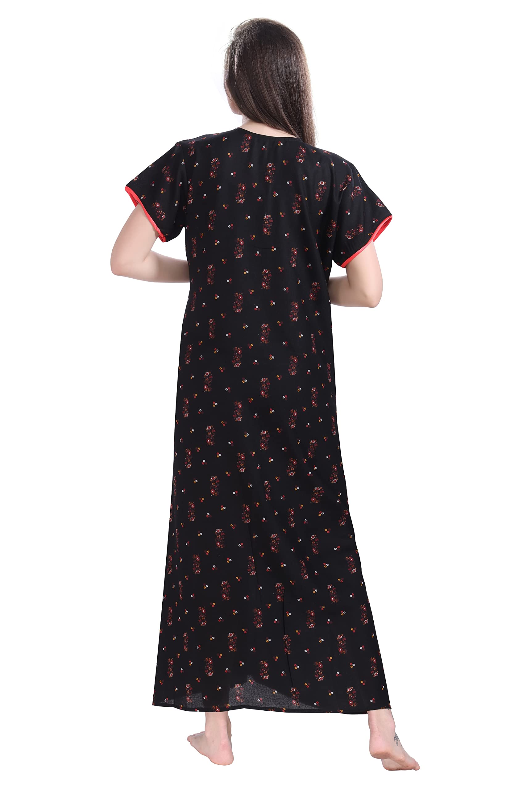 Style Dunes Women's Cotton Nighty, Printed Alpine Maxi Night Gown