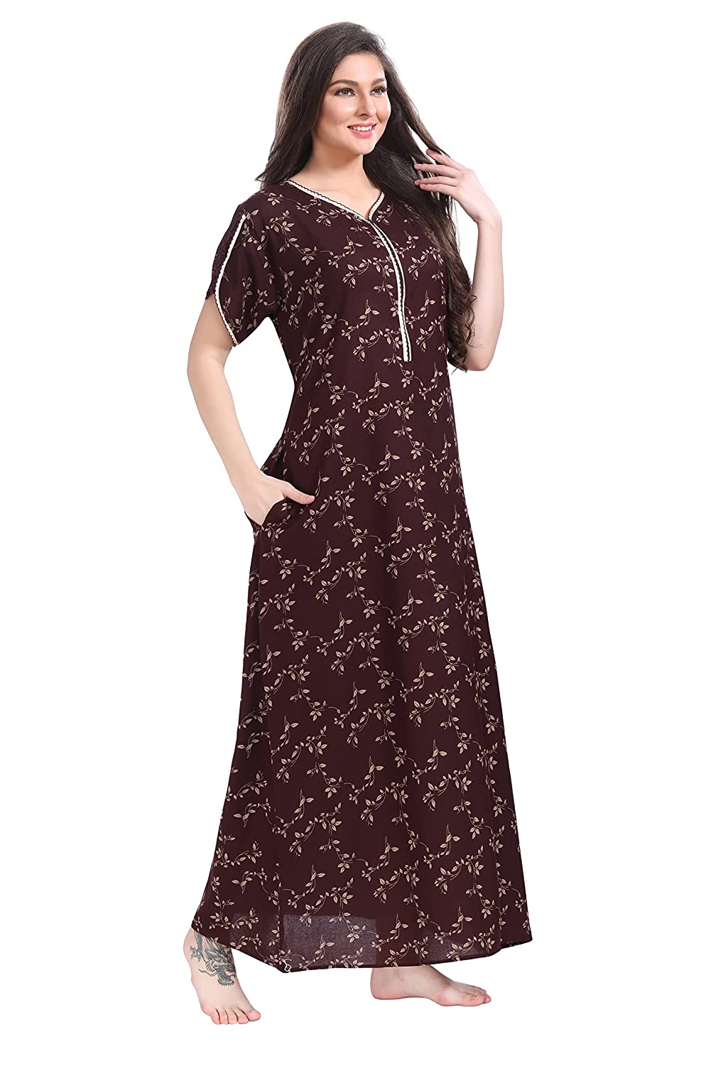 Front Zip Multicolor Women's Cotton Hosiery Night Gowns at Rs 350