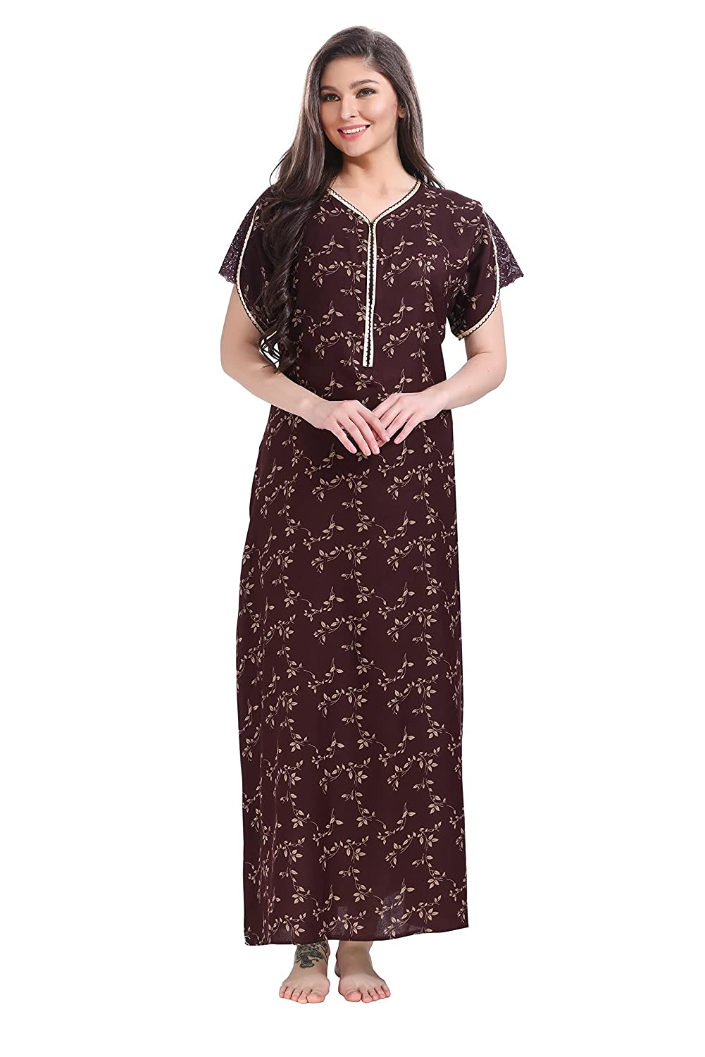 Style Dunes Women's Cotton Nighty Printed Alpine Maxi Night Gown