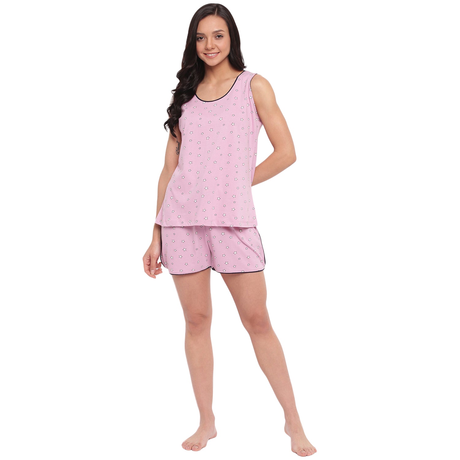 Style Dunes Women's Crop Top and Shorts Set / Cotton Night Suit