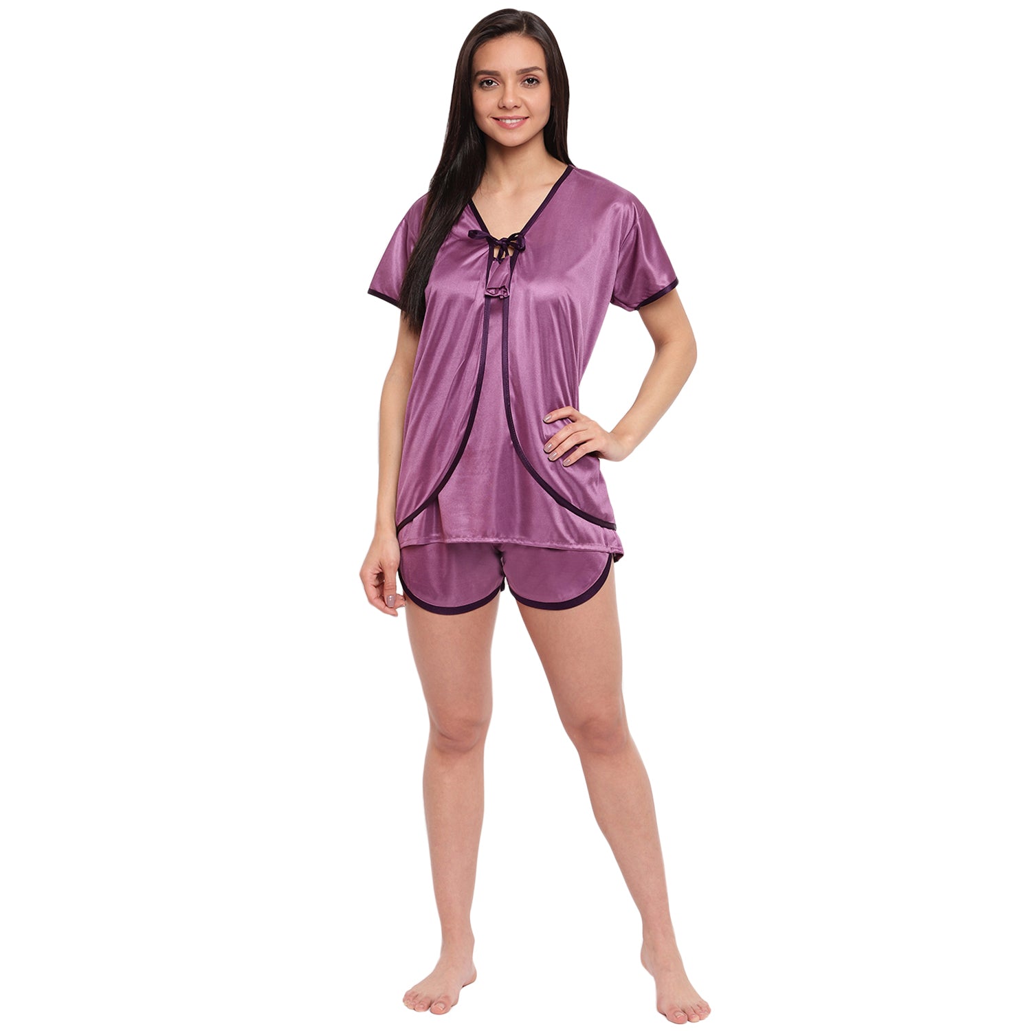 Style Dunes Women's Top and Shorts Night Suit Set with Robe (3 Piece) - Wowxop